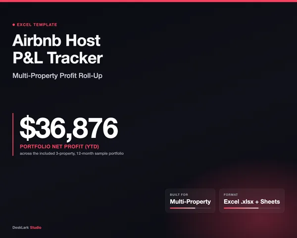 Airbnb Host P&L Tracker mockup pages -- DeskLark Studio